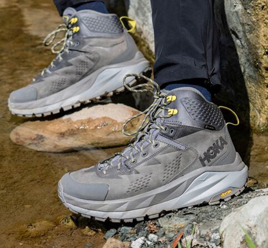 Hoka One One Yürüyüş Botları Erkek Gri - Kaha Gore-Tex - JW5401397